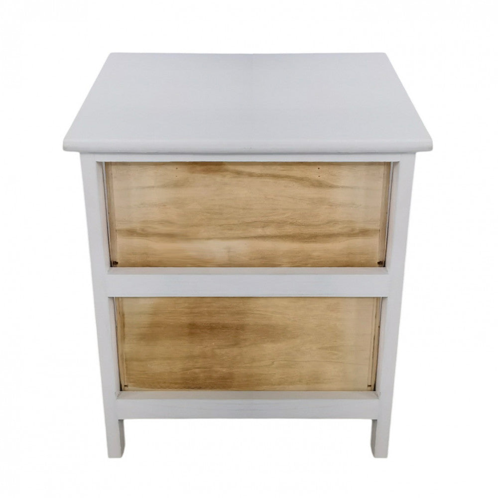 Mobiletto in legno due cassetti compatto fisso 34x25xH43 cm per casa