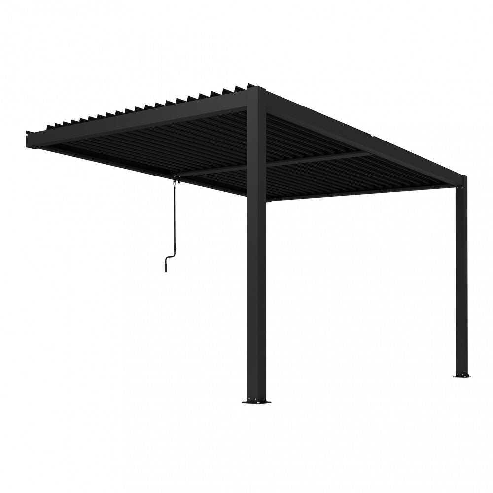 Pergola bioclimatica 3x2.5 mt. addossata in alluminio con lamelle frangisole orientabili