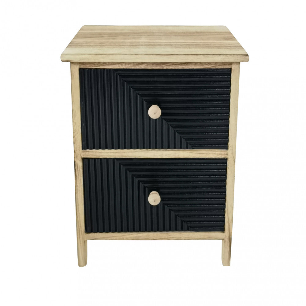 Mobiletto in legno con due cassetti fisso nero e beige 34x25xH43.5 cm Artec