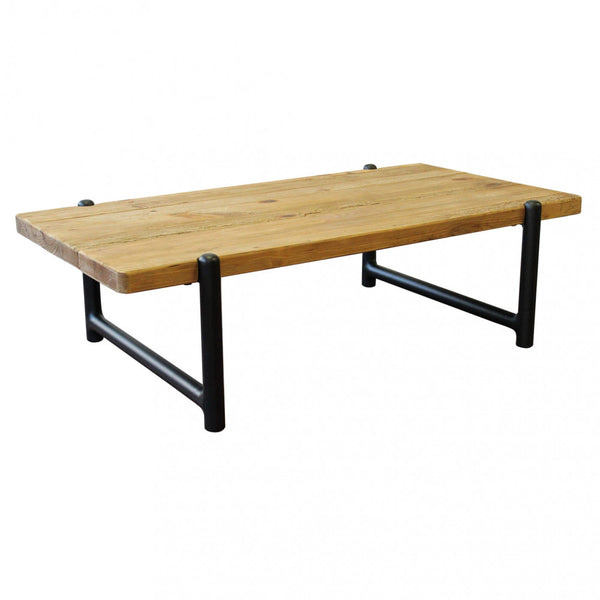 Tavolino basso da salotto in legno di pino e metallo