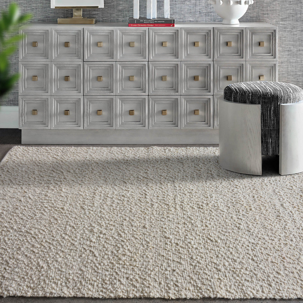 Tappeto 120x180 cm in Juta color avorio da interno per salone moderno e minimal