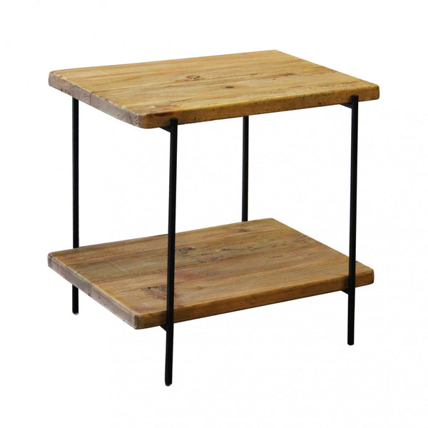 Tavolino basso da interno o esterno salotto con struttura in metallo e legno di pino Beres