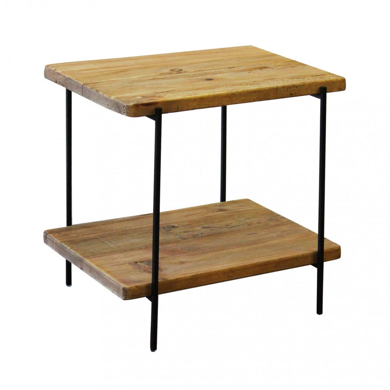 Tavolino basso da interno o esterno salotto con struttura in metallo e legno di pino Beres