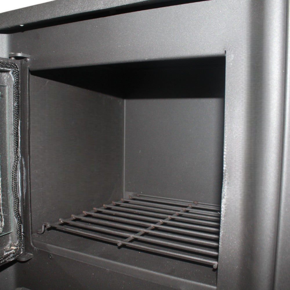 Stufa riscaldamento a legna con forno struttura in acciaio 11.3 kw rivestimento ghisa e maioliche Kalorosa