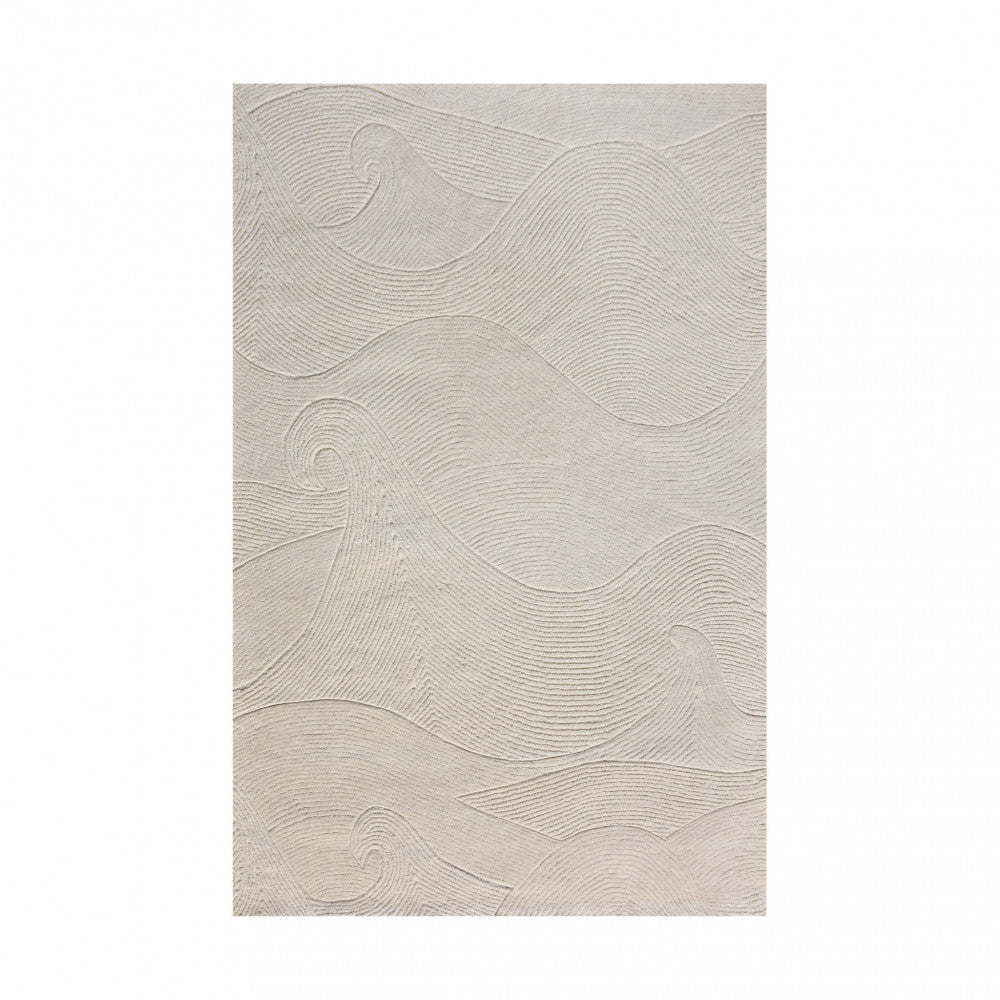 Tappeto 160x230 cm in cotone e lana da interno con decorazione onde