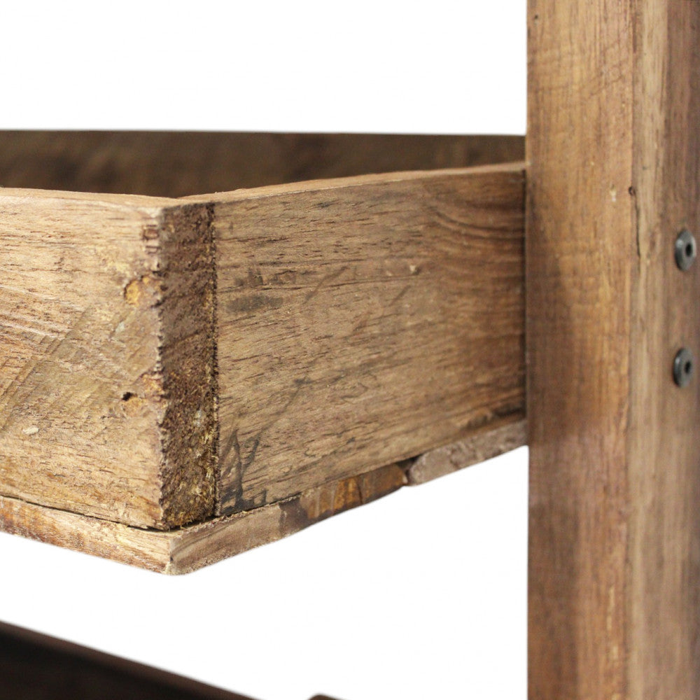 Libreria mobile scaffaletto carrello ornamentale in legno con ruote Sirio