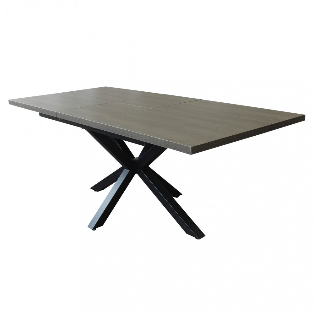 Tavolo allungabile con piano in mdf antracite e struttura in metallo nero 90x160/200xH75 cm Gariè