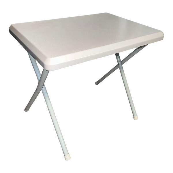 Tavolino bianco pieghevole da esterno 51x37x47h cm con struttura in acciaio
