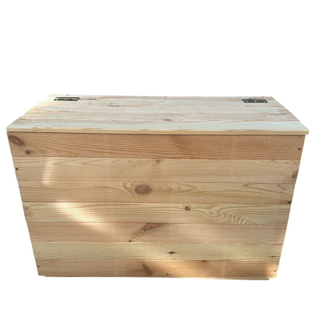 Baule contenitore in legno di pino 75x50x33 cm con maniglie per il trasporto Quby