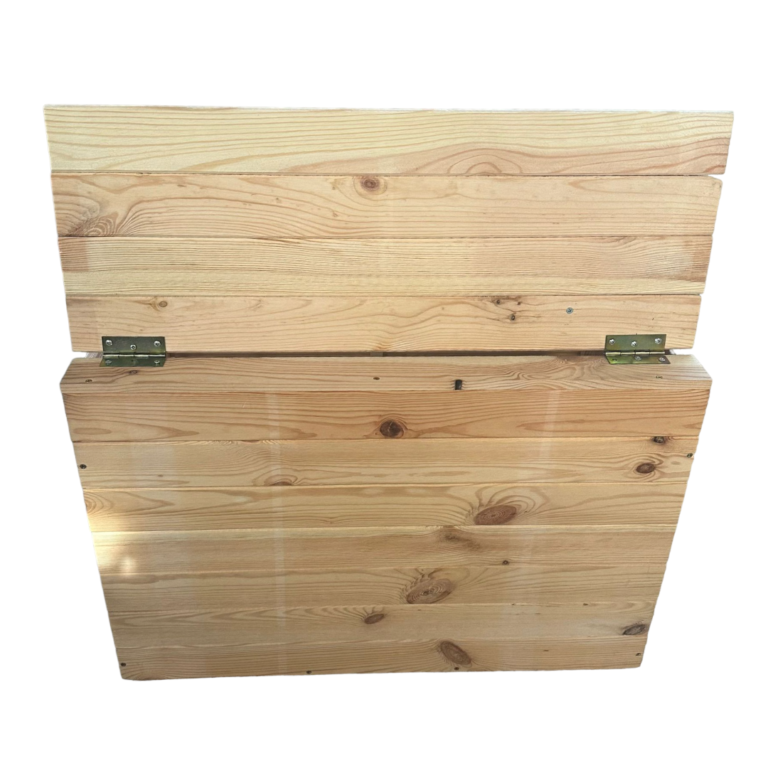 Baule contenitore in legno di pino 75x50x33 cm con maniglie per il trasporto Quby