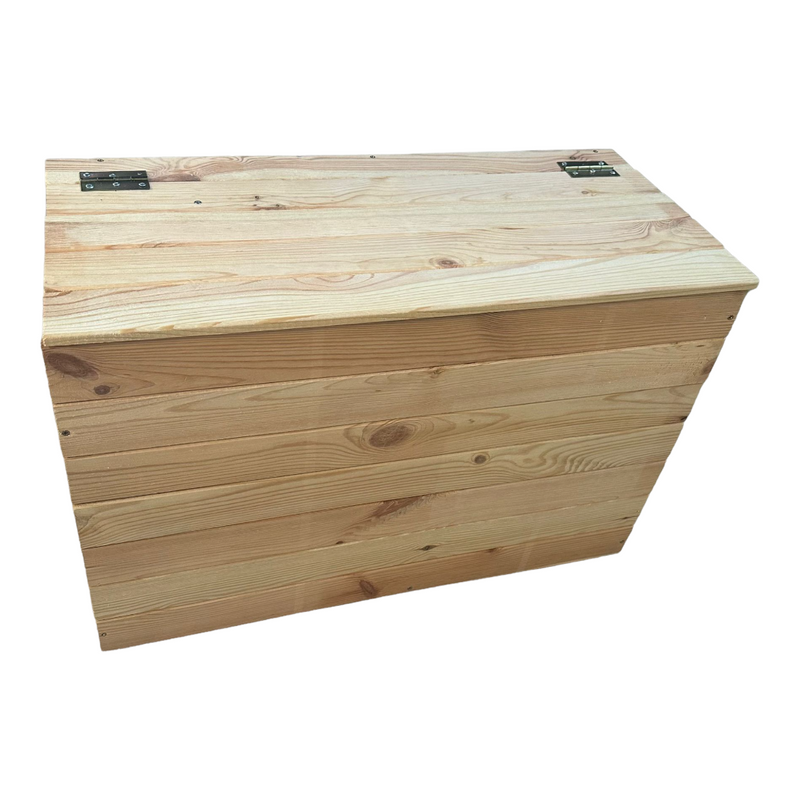 Baule contenitore in legno di pino 75x50x33 cm con maniglie per il trasporto Quby