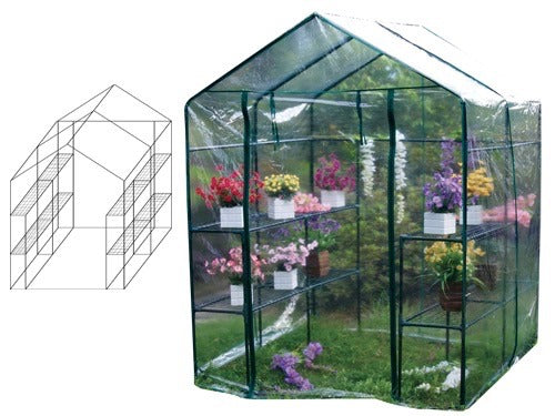 <transcy>Steel greenhouse with PVC cover L143xP143xH195 cm Garden Cottage Brixo</transcy>