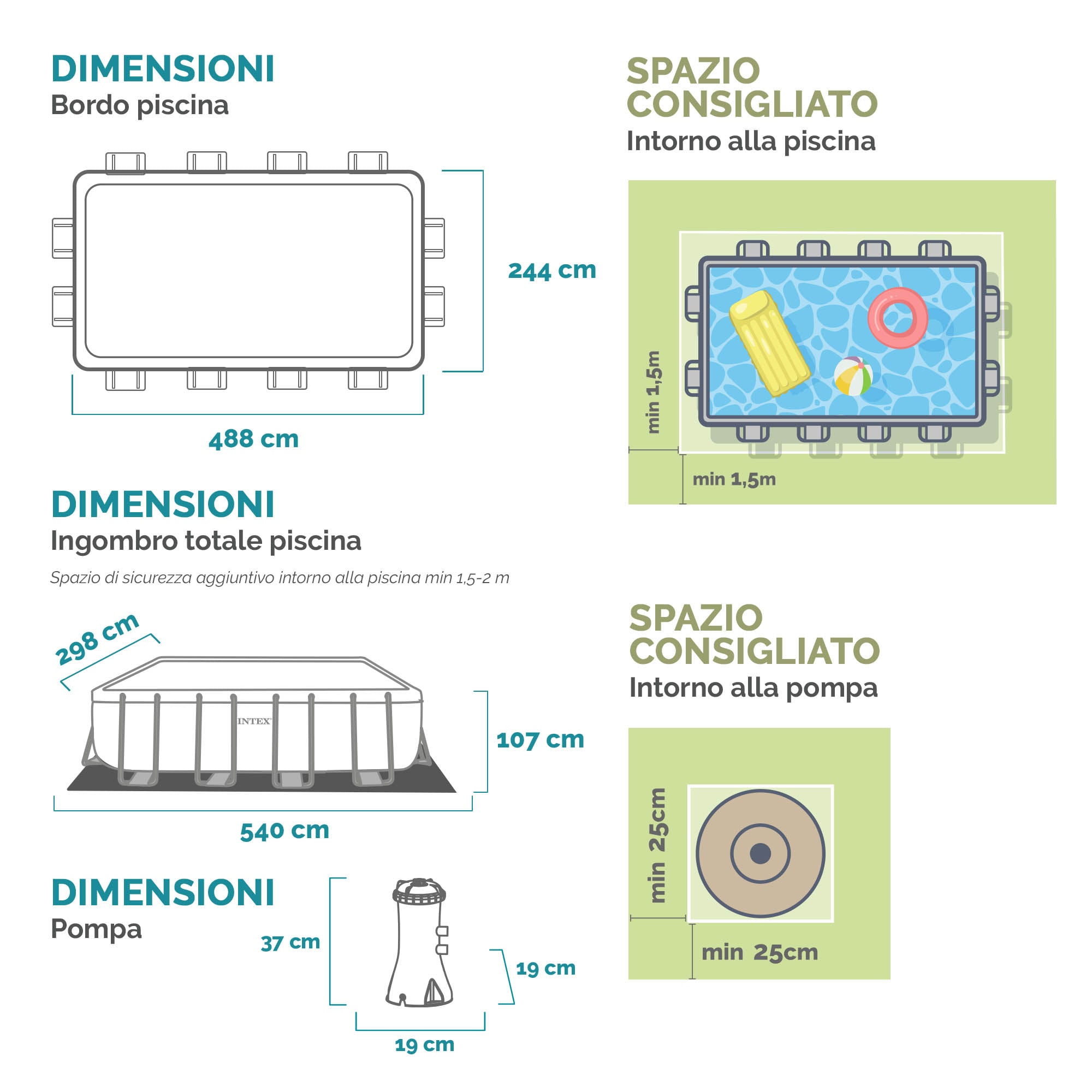 Piscina rettangolare con struttura 488x244xH107 cm Prism Frame INTEX26792