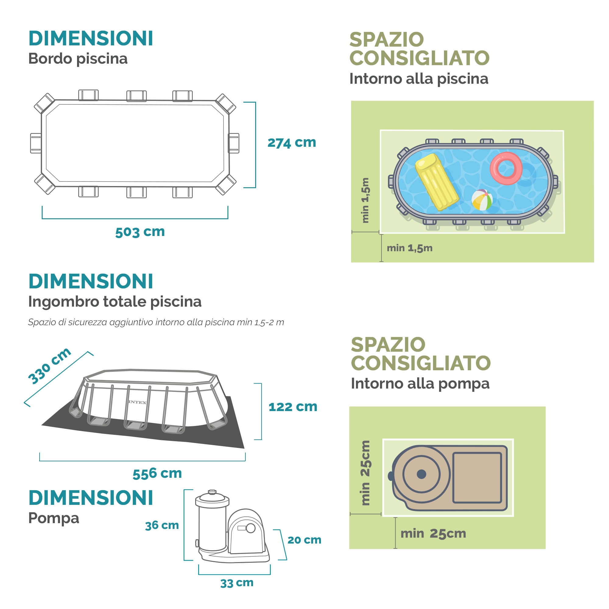 Piscina ovale con struttura 503x274xH122 cm prism Frame INTEX26796
