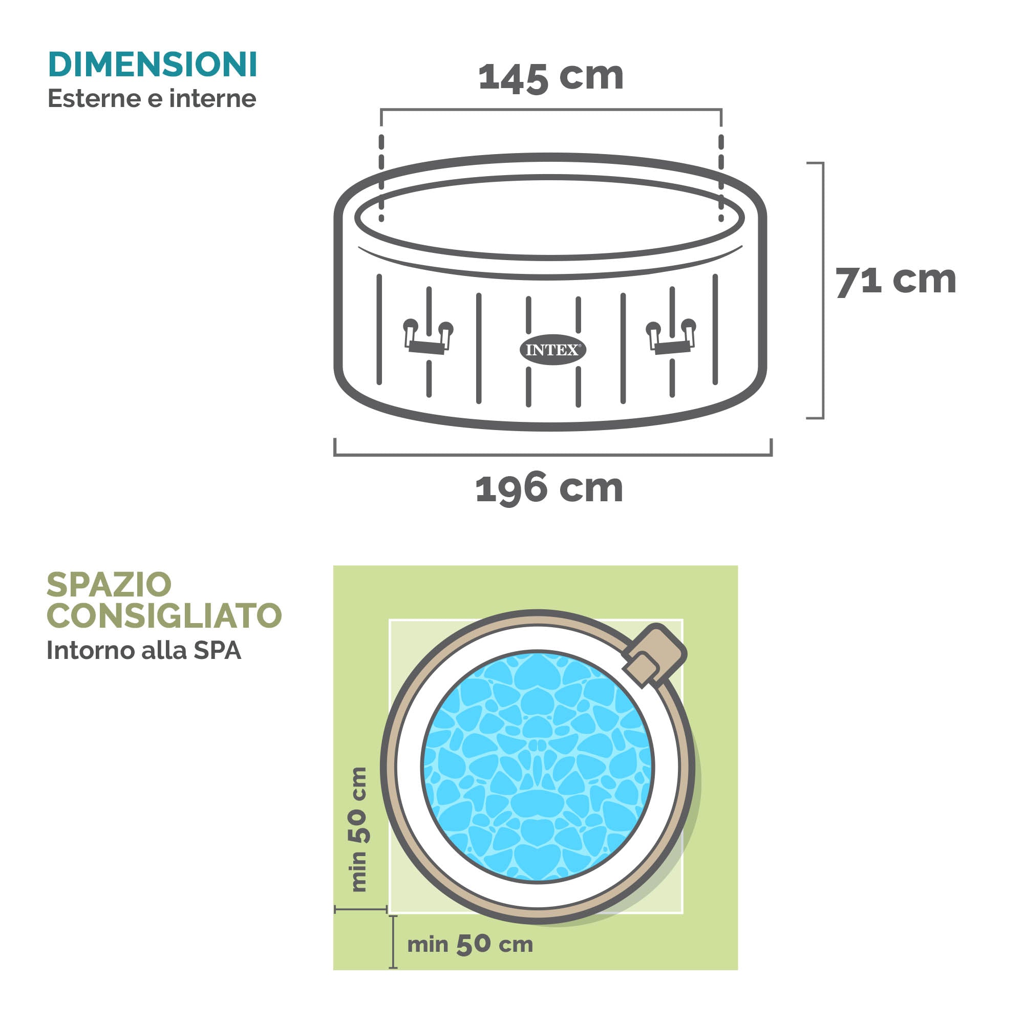 Piscina SPA idromassaggio beige 4 posti Ø196xH71 cm "Pure Spa Bubble Massage" INTEX28426