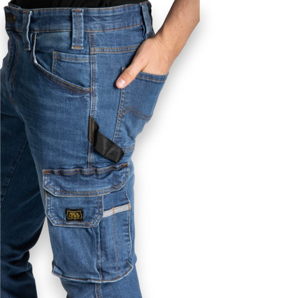 Jeans da lavoro in cotone con 7 tasche