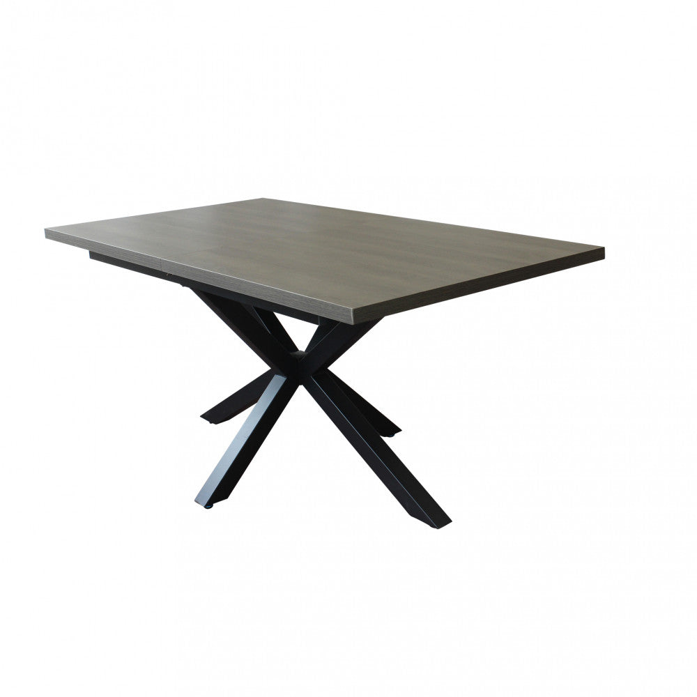 Tavolo allungabile con piano in mdf antracite e struttura in metallo nero 90x160/200xH75 cm Gariè