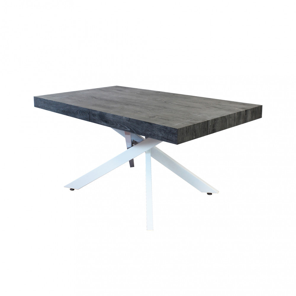 Tavolo allungabile con struttura in metallo antracite effetto legno 90x160/240xH75 cm