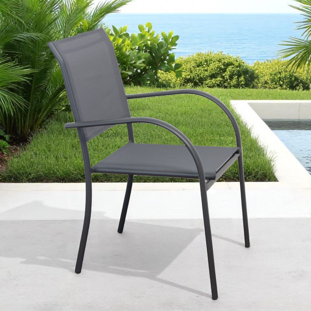 Sedia poltrona impilabile da esterno con struttura in alluminio e textilene Stamin