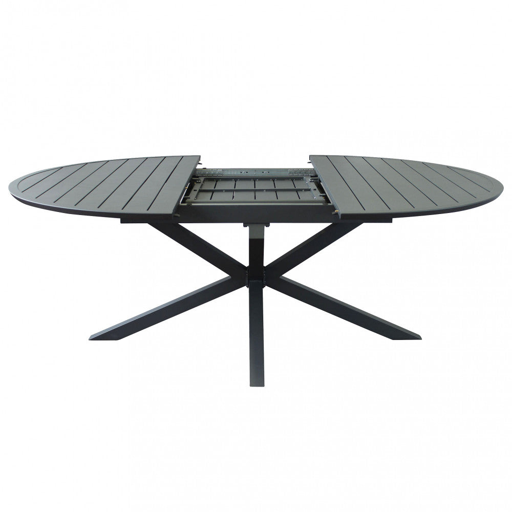 Tavolo in alluminio rotondo allungabile antracite con diametro 150x150xH75 cm Camet