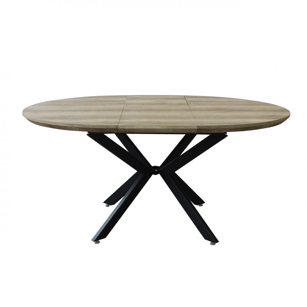 Tavolo rotondo allungabile con piano in MDF e struttura in metallo 120/160x120xH76 cm Garry