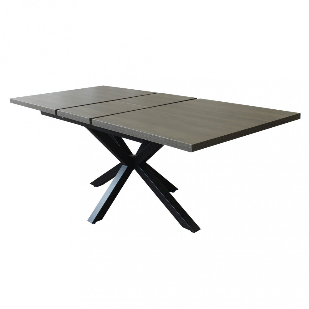 Tavolo allungabile con piano in mdf antracite e struttura in metallo nero 90x160/200xH75 cm Gariè