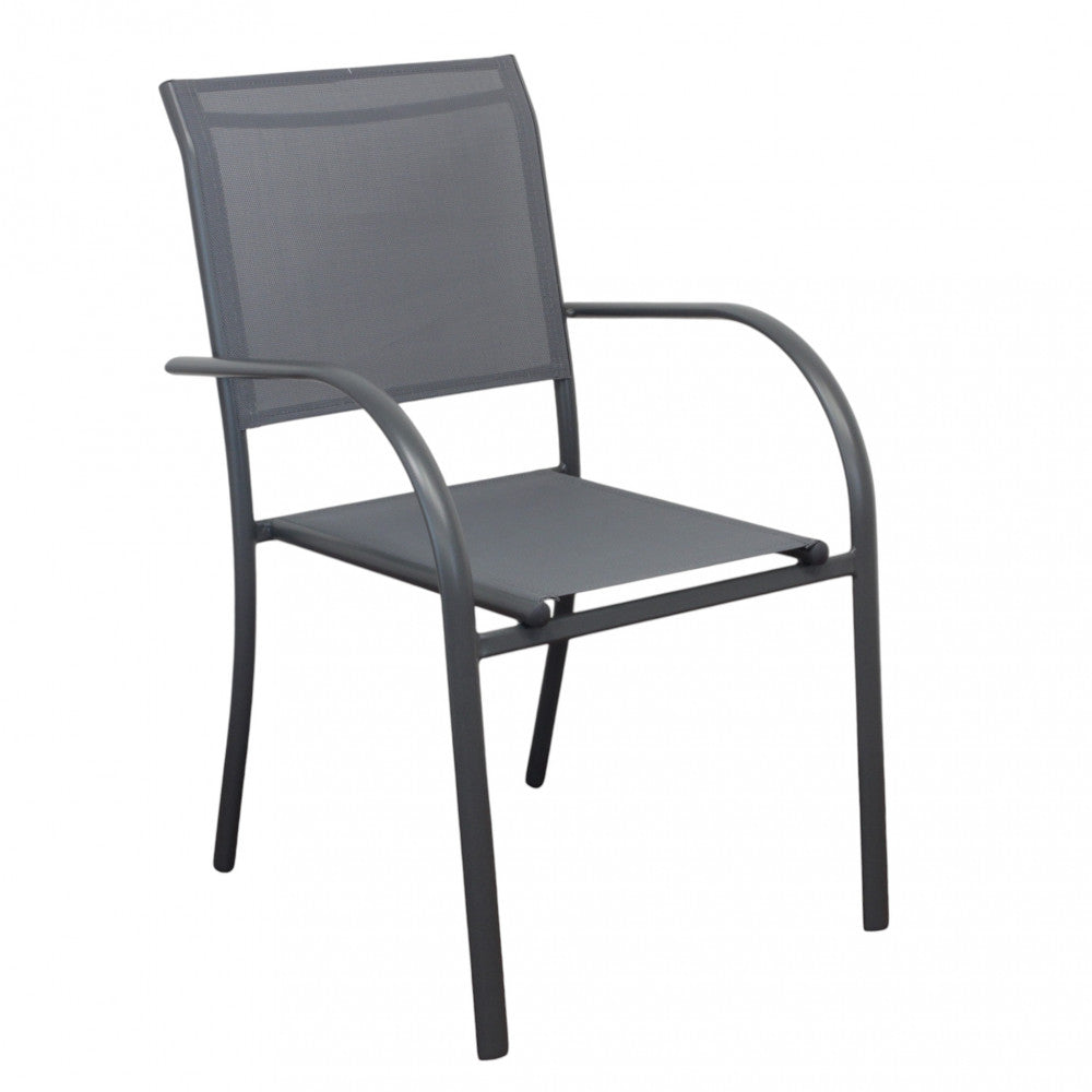 Sedia poltrona impilabile da esterno con struttura in alluminio e textilene Stamin