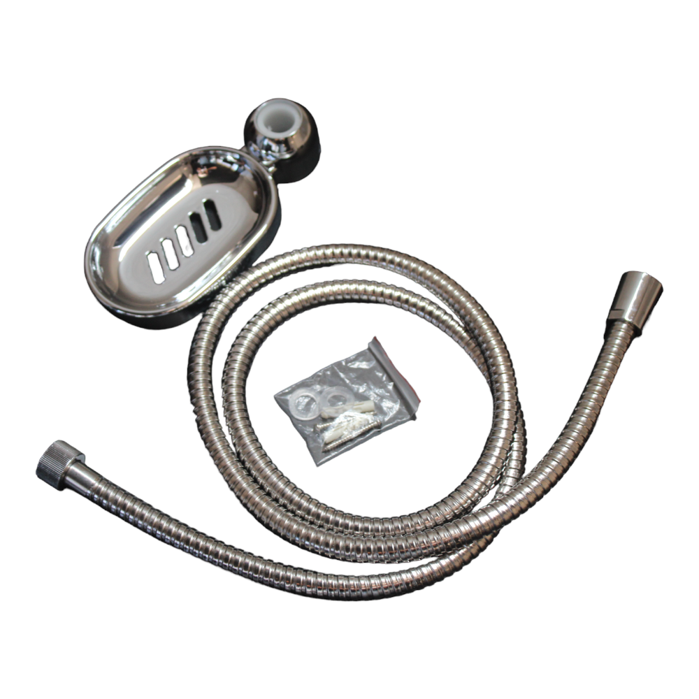 Saliscendi con doccino portasapone e soffione doccia Brixo Amazon Cromo