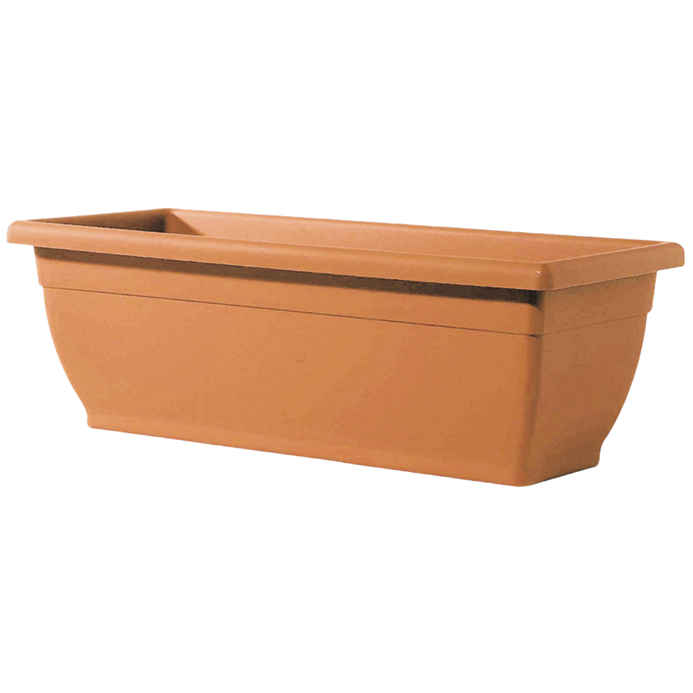 Vaso a cassetta rettangolare in resina da balcone giardino color terracotta Venere Telcom