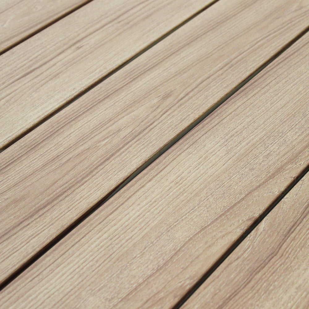 Tavolo rettangolare allungabile in alluminio con piano effetto legno 200/250x100xH75 cm