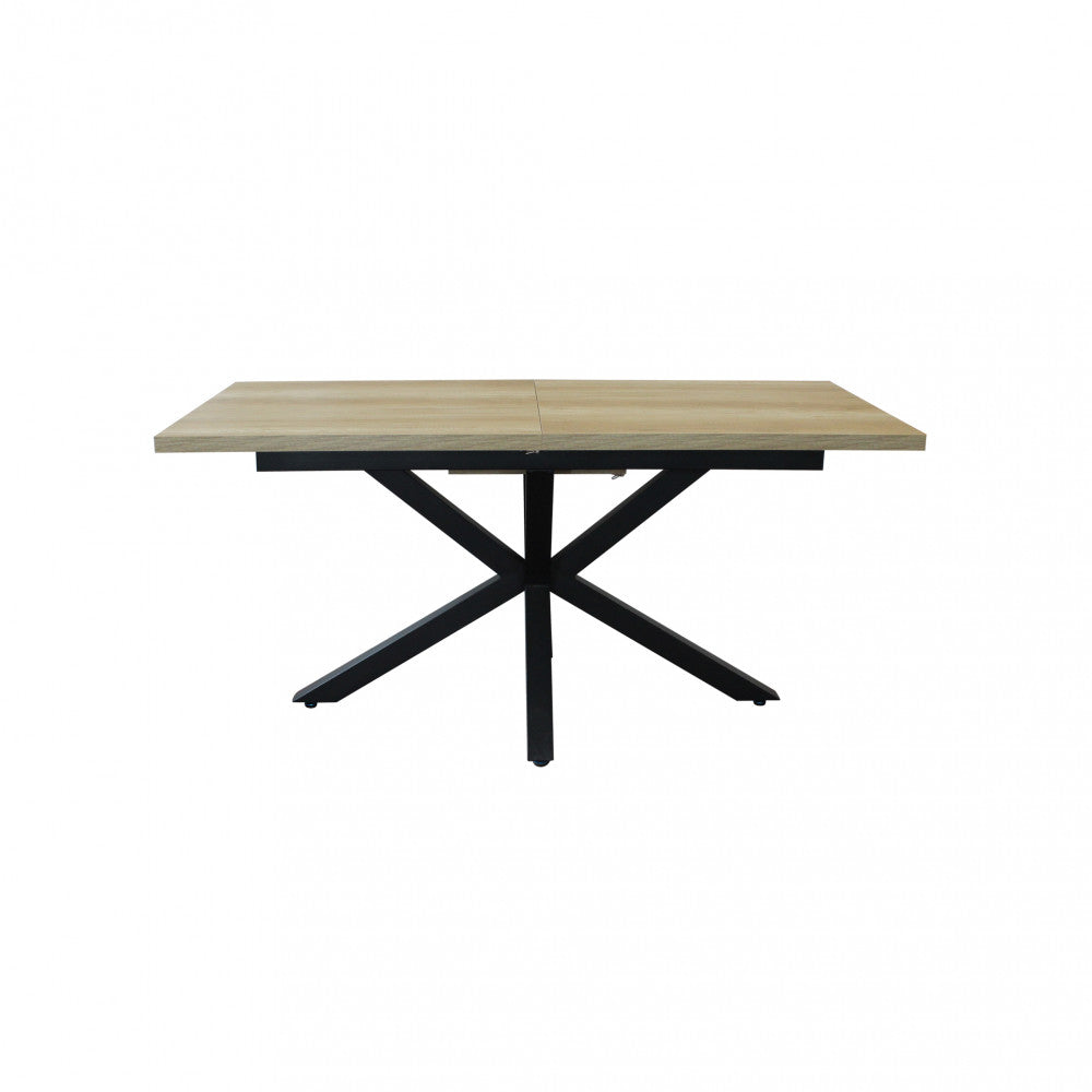 Tavolo allungabile con piano in mdf naturale e struttura in metallo nera 90x160/200xH75 cm Gariè