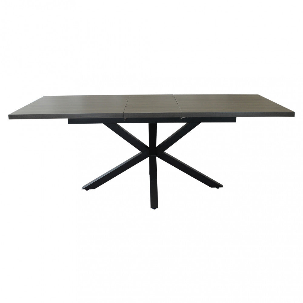 Tavolo allungabile con piano in mdf antracite e struttura in metallo nero 90x160/200xH75 cm Gariè