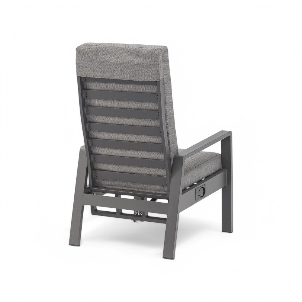 Poltrona con schienale reclinabile in alluminio antracite 63.5x71xH101 cm