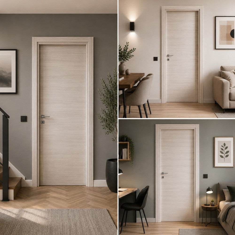 Porta da interno battente reversibile palissandro bianca effetto venato in MDF H210 cm