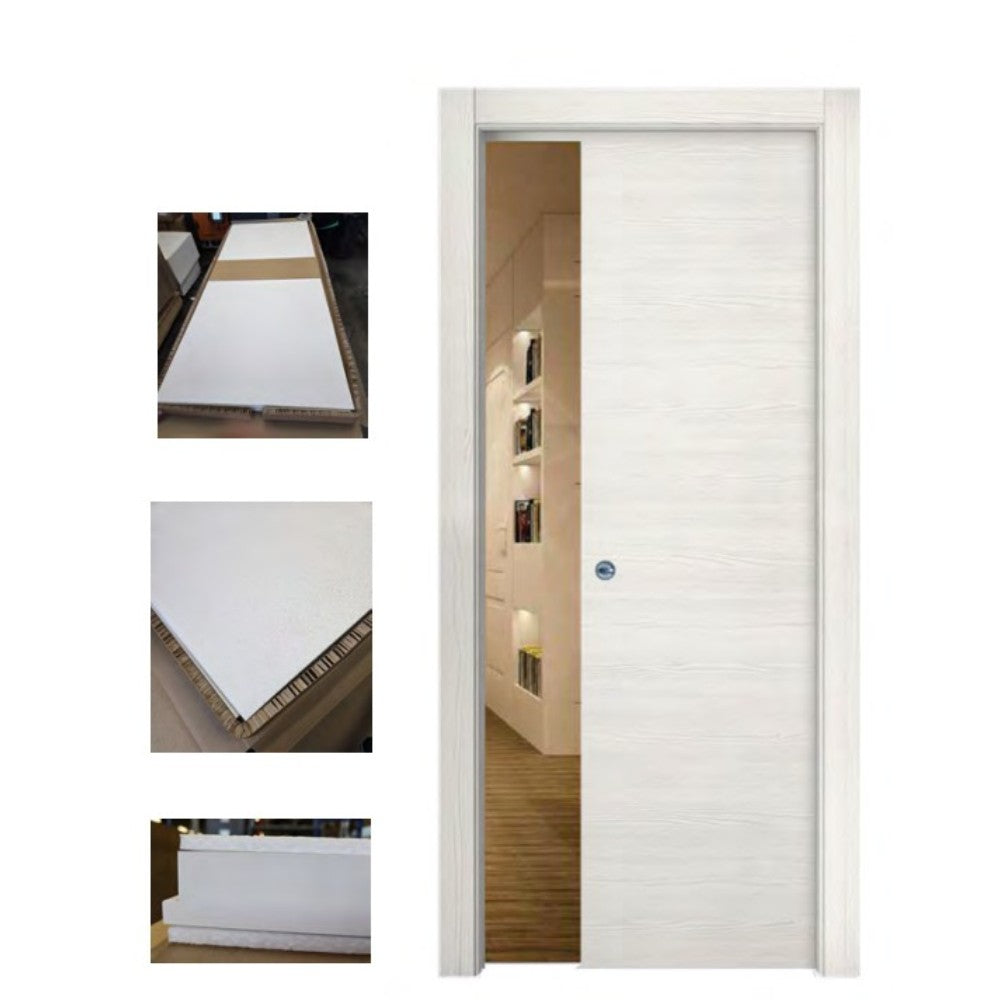 Porta da interno scorrevole reversibile olmo bianco effetto venato H210 cm
