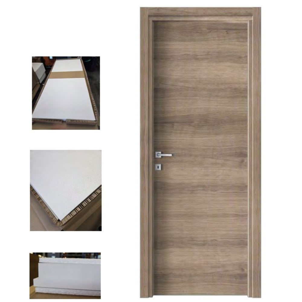 Porta da interno battente reversibile olmo nocciola effetto venato in MDF H210 cm
