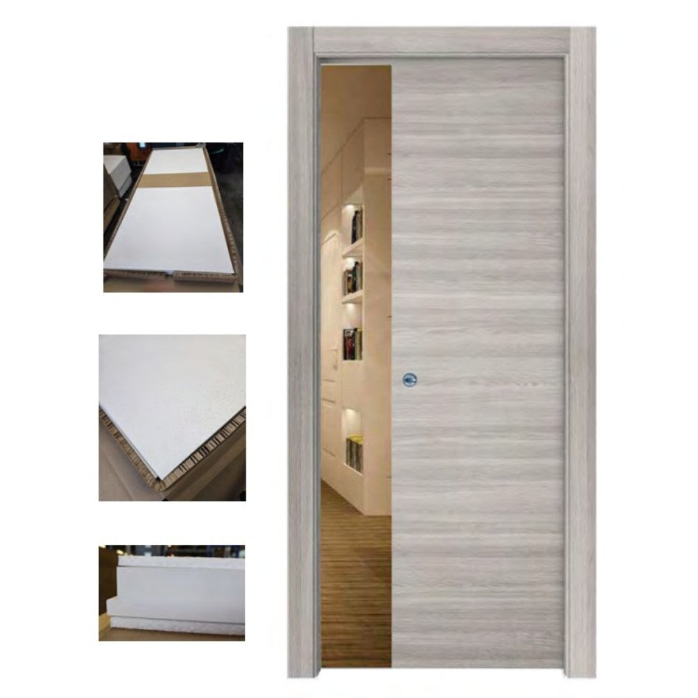 Porta da interno scorrevole reversibile olmo grigio effetto venato H210 cm
