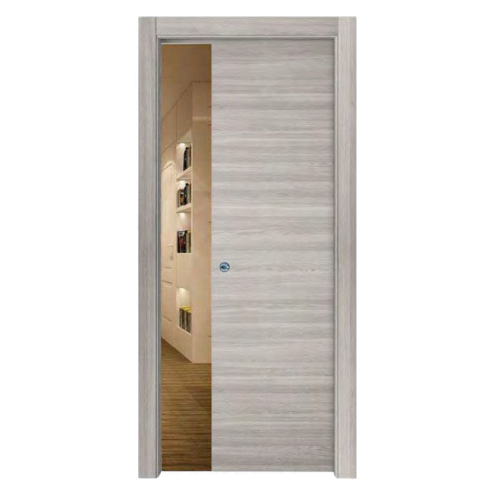 Porta da interno scorrevole reversibile olmo grigio effetto venato H210 cm