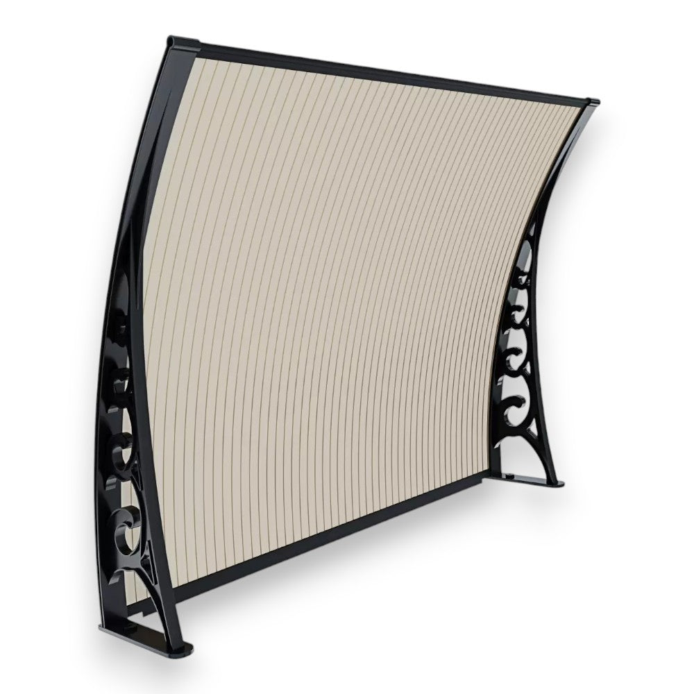 Pensilina tettoia copertura da esterno in policarbonato alveolare fume e kit di montaggio a muro