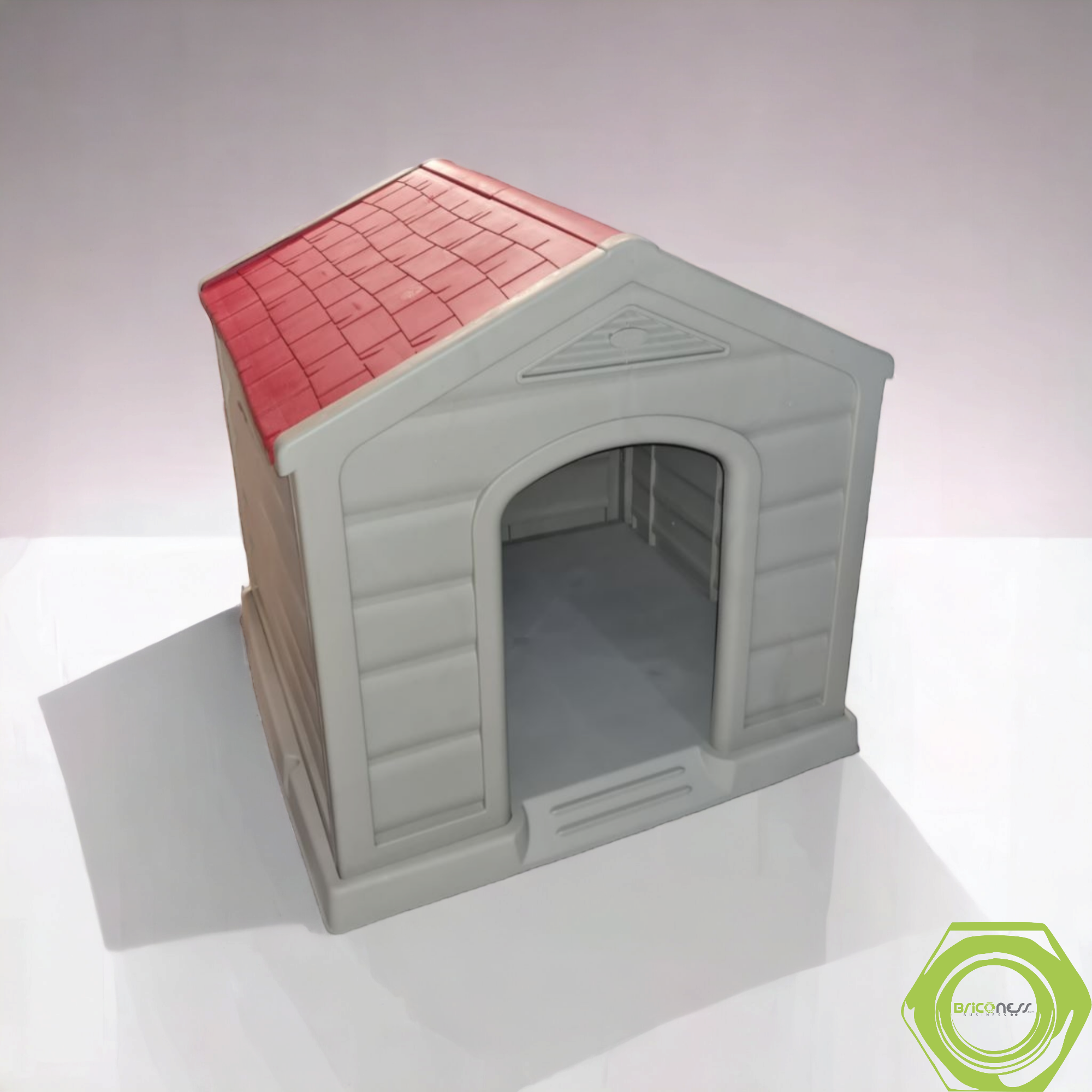 Cuccia per cani in resina Taglia Grande beige con tetto rosso Happy House Doggy Large