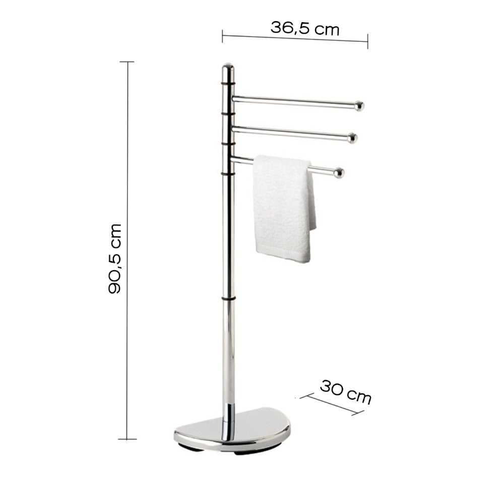 Piantana porta asciugamani in acciaio cromo per bagno