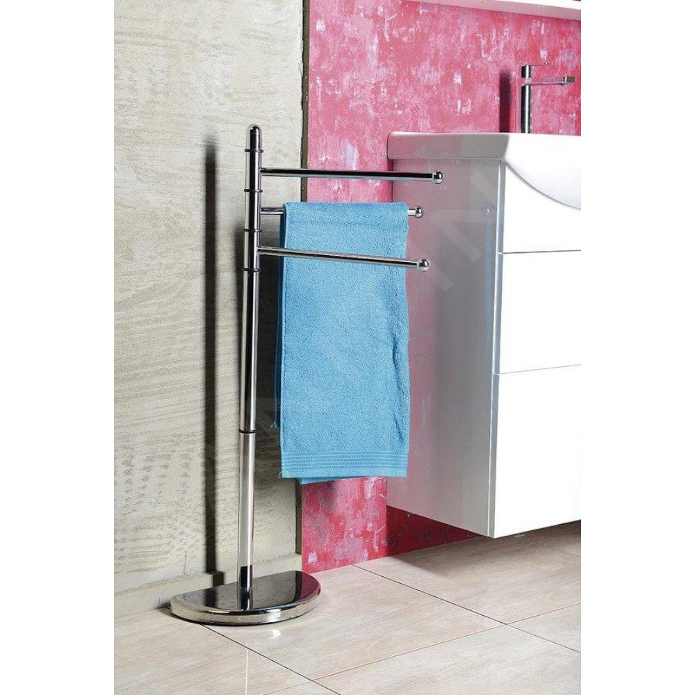 Piantana porta asciugamani in acciaio cromo per bagno