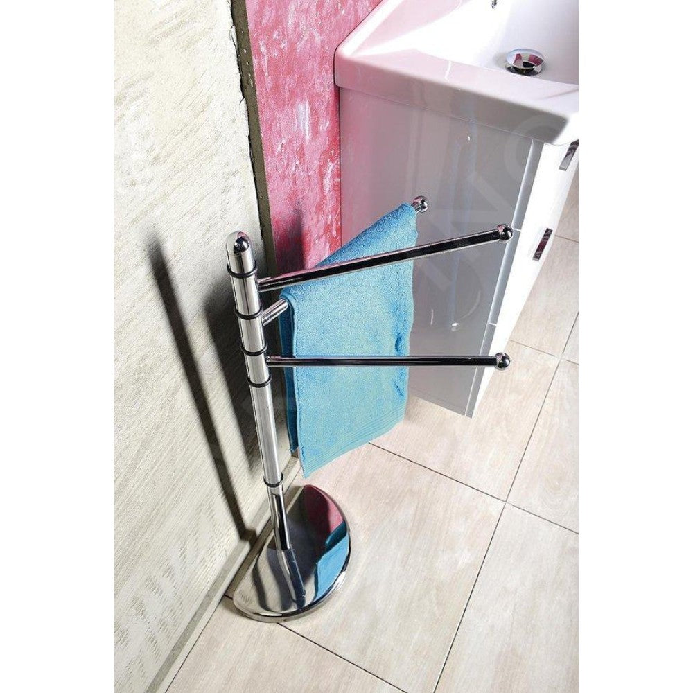 Piantana porta asciugamani in acciaio cromo per bagno