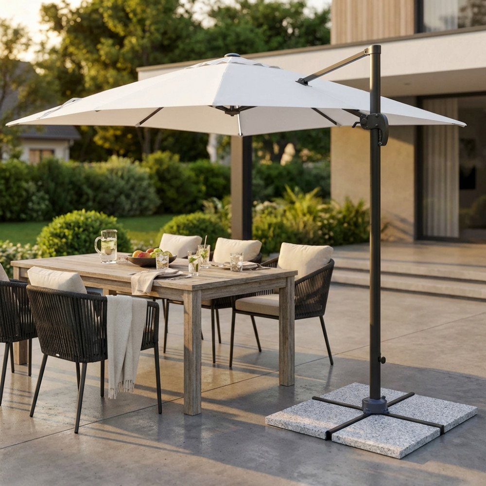 Ombrellone 3x4 mt con struttura in alluminio e pannello solare con luci led Lumus