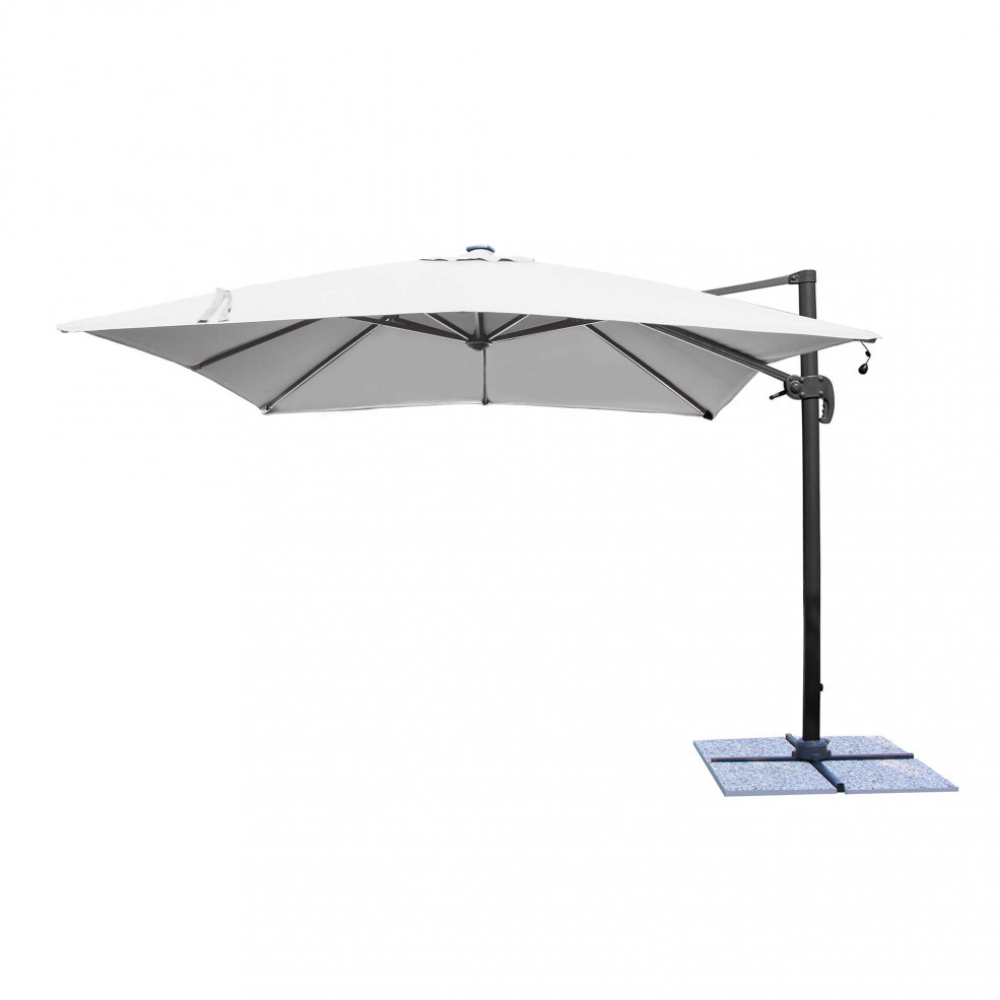 Ombrellone 3x4 mt con struttura in alluminio e pannello solare con luci led Lumus