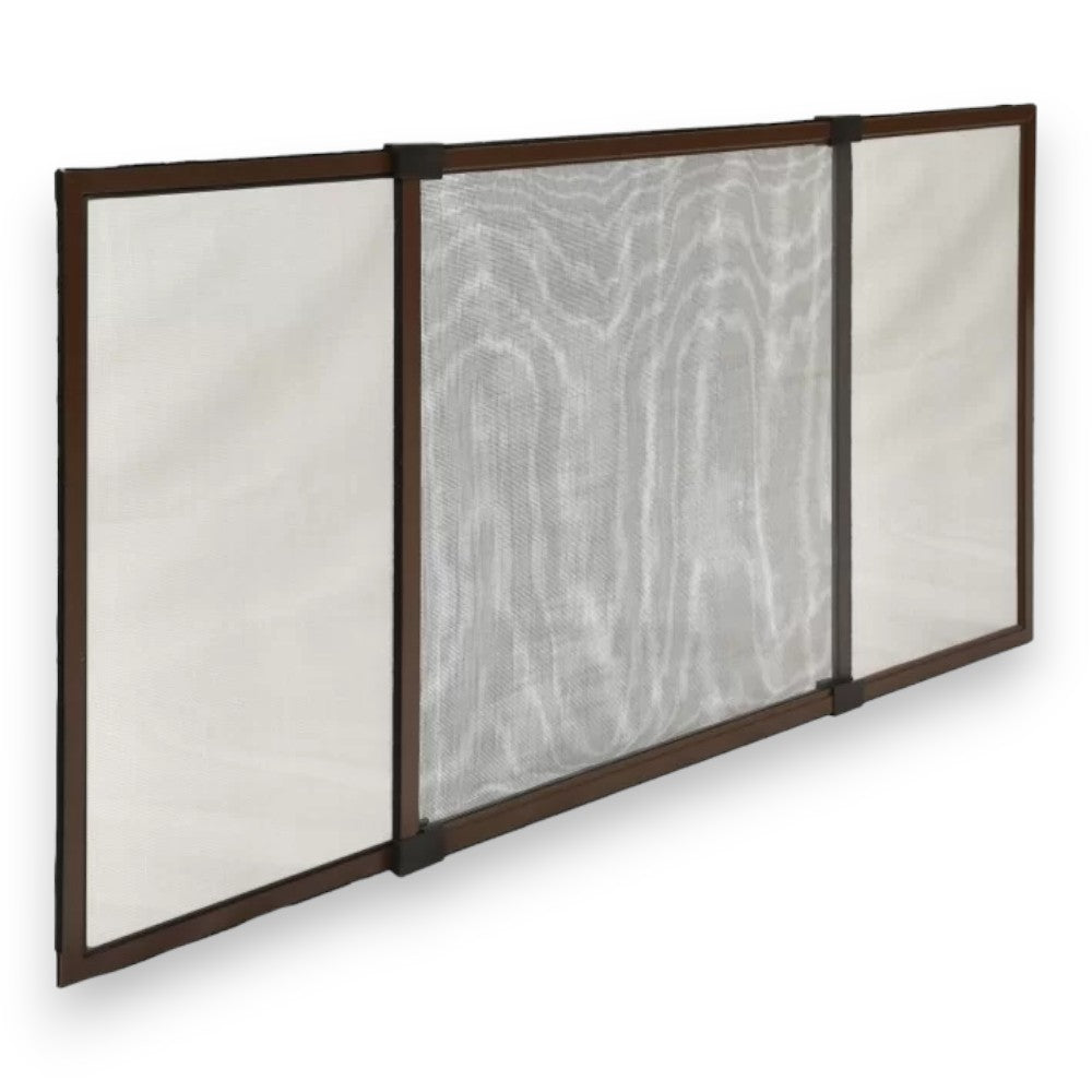 Zanzariera in fibra con telaio alluminio marrone rete grigia