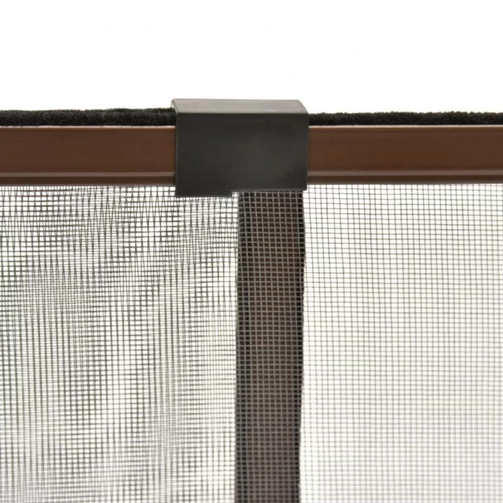 Zanzariera in fibra con telaio alluminio marrone rete grigia