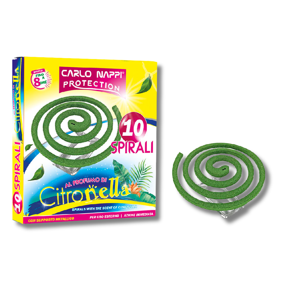 Spirali antizanzare al profumo di citronella confezione 10 pezzi per esterno