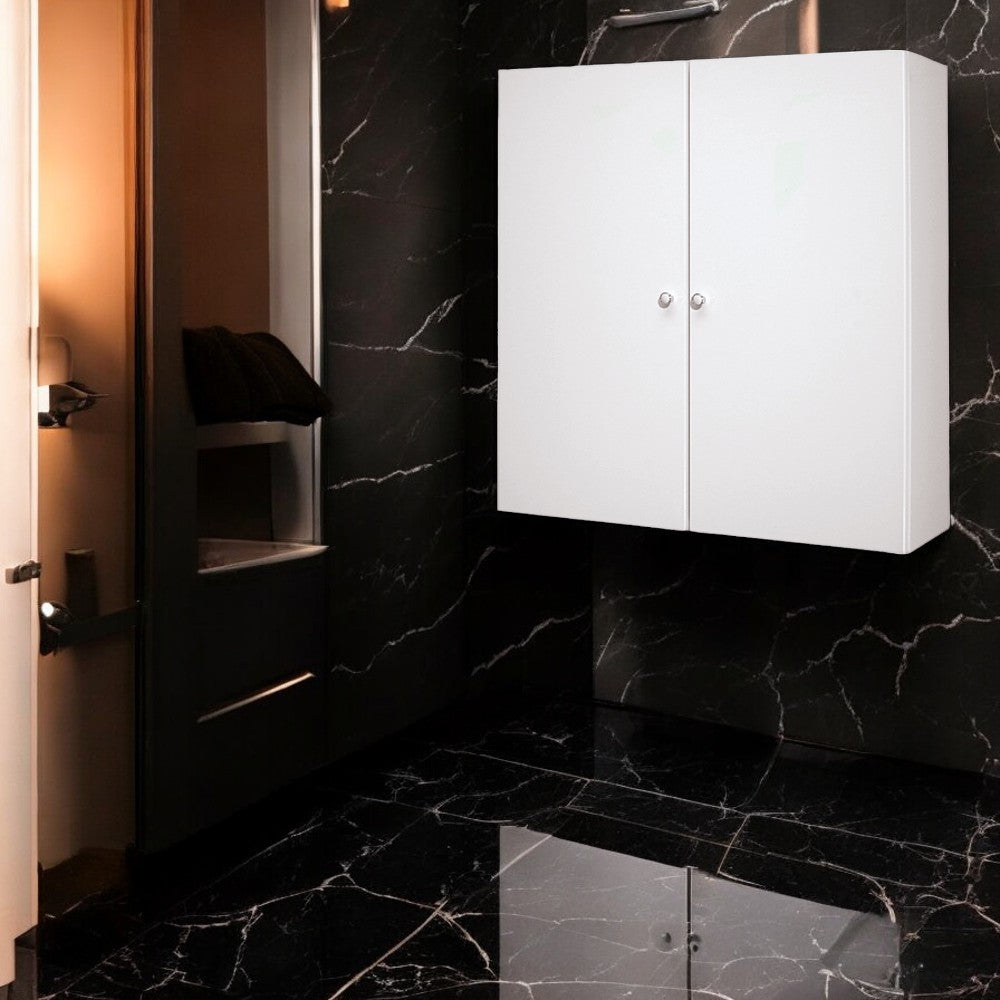 Pensile mobiletto bagno a due ante con 2 ripiani interni in legno laccato 68x22xH71 cm