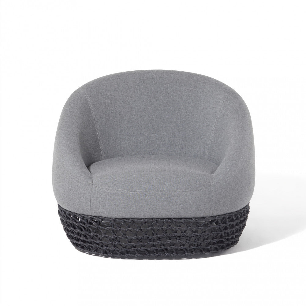 Poltrona da esterno con cuscini in alluminio grigio design moderno dimensioni 91x91x71 cm